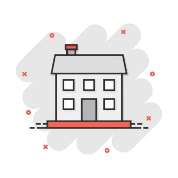Vector cartoon house icon in comic style. Building sign illustration pictogra Ilustración de archivo