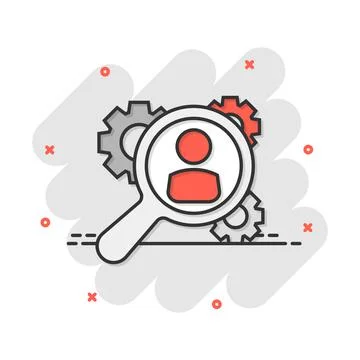 Vector cartoon human resources, recruitment, HR management icon in comic styl Stock Illustration