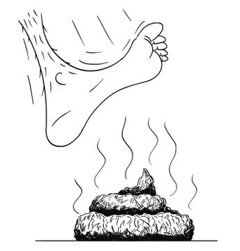 Vector Cartoon Illustration and Drawing of Bare Foot Stepping or Stamping on the Stock Illustration