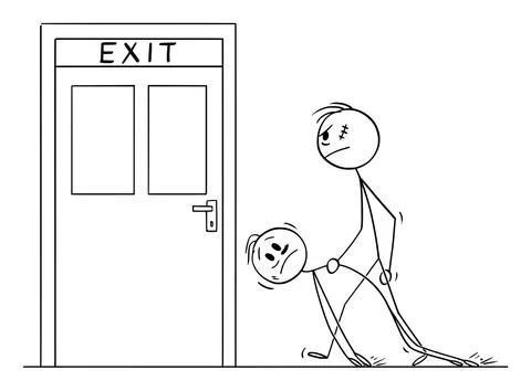 Vector Cartoon Illustration of Big Rough Man or Bouncer Carrying Drunk Man to Stock Illustration
