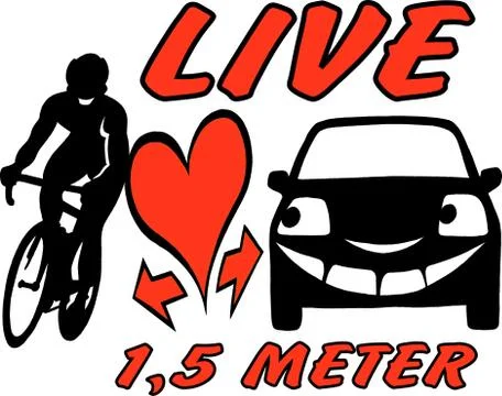 Vector Cartoon illustration of an biker and a car to be aware and considerate Stock Illustration
