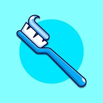 Vector cartoon illustration of brush tooth with paste Stock Illustration