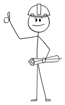 Vector Cartoon Illustration of Construction Worker, Engineer or Businessman With イラスト素材