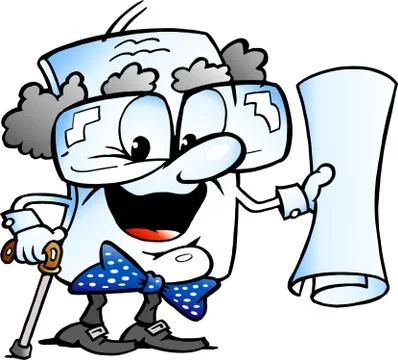 Vector Cartoon illustration of a Cute Old Grandpa Paper Mascot Stock Illustration