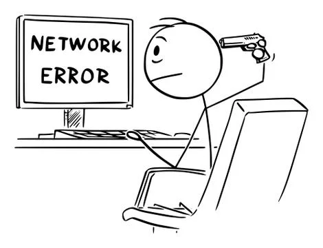 Vector Cartoon Illustration of Desperate Man or Businessman Working on Computer イラスト素材
