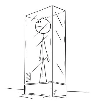 Vector Cartoon Illustration of Extinct Man or Male Human Being Exhibited in Stock Illustration