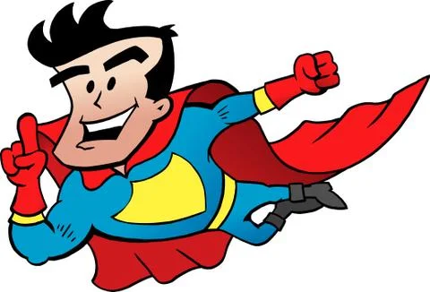 Vector Cartoon illustration of an Flying Super Hero Stock Illustration