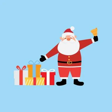 Vector cartoon illustration of friendly smiling Santa Claus ringing a bell Stock-Illustration