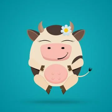 Vector cartoon illustration of funny egg shaped smiling cow Stock Illustration