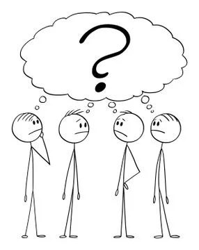 Vector Cartoon Illustration of Group of Men or Businessmen Thinking About 스톡 일러스트