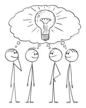 Vector Cartoon Illustration of Group of Men or Businessmen Found Problem Stock Illustration