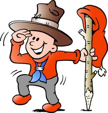 Vector Cartoon illustration of an happy Elf scouts there greetings Stock Illustration