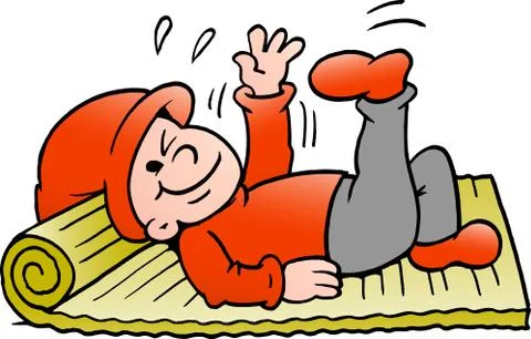 Vector Cartoon illustration of an happy Elf there doing gymnastics Stock Illustration