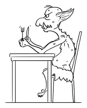 Vector Cartoon Illustration of Internet Troll, Virtual Hater Waiting For the 스톡 일러스트
