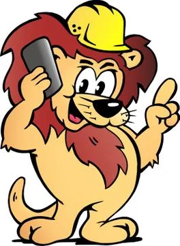 Vector Cartoon illustration of a Lion Worker talk Business Stock Illustration