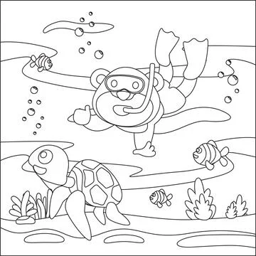 Vector cartoon illustration of little monkey and turtle, with cartoon style イラスト素材