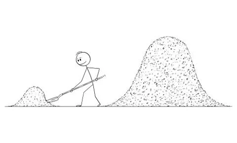 Vector Cartoon Illustration of Man or Construction Worker or Builder Shoveling Stock Illustration