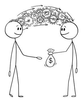 Vector Cartoon Illustration of Man or Businessman Sharing His Knowledge and Stock Illustration