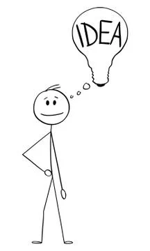 Vector Cartoon Illustration of Man or Businessman or Innovator With Thinking 스톡 일러스트