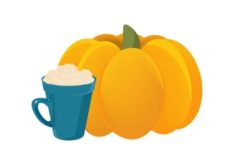 Vector cartoon illustration: Pumpkin Spice Latte also called PSL promotion. Stock Illustration