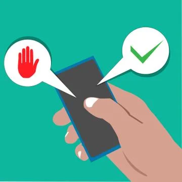 Vector cartoon illustration of right hand holding handphone Stock Illustration
