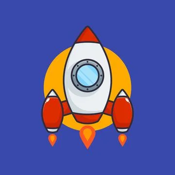 Vector cartoon illustration of rocket Stock Illustration