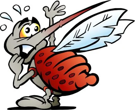 Vector Cartoon illustration of a Scared Afraid Mosquito Stock Illustration
