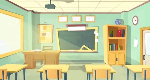Vector cartoon illustration of school classroom Stock Illustration