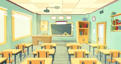 Vector cartoon illustration of school classroom Stock Illustration