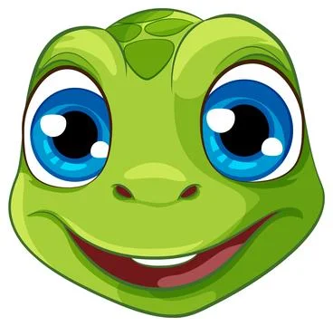 A vector cartoon illustration of a smiling turtle face isolated on a white .. 스톡 일러스트