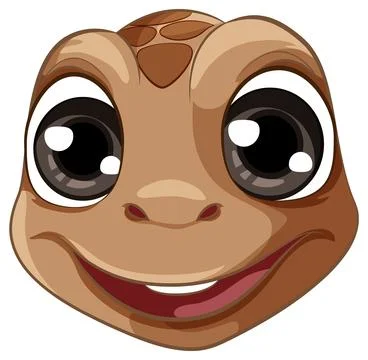 A vector cartoon illustration of a smiling turtle face isolated on a white .. Illustrazione stock