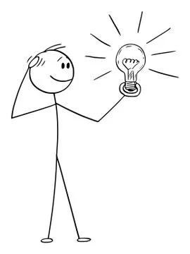 Vector Cartoon Illustration of Thinking Man or Businessman Watching Shining 库存插图