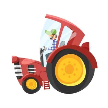 Vector cartoon illustration of tractor-driver. Stock Illustration