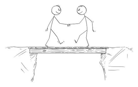 Vector Cartoon Illustration of Two Men or Businessmen Shaking Hands on the Illustrazione stock