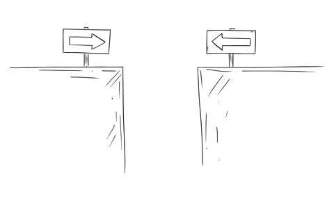 Vector Cartoon Illustration of Two Ways and Traffic Arrow Signs Leading to Stock Illustration