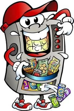 Vector Cartoon illustration of a Vending Machine selling Snacks Stock Illustration