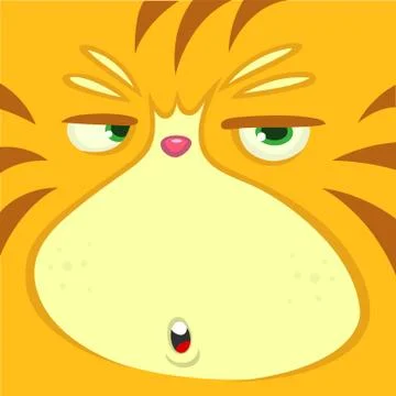 Vector cartoon image of funny orange cat face. Vector cat head avatar Stock Illustration