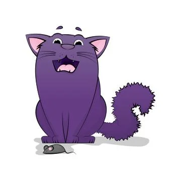 Vector of cartoon images of cute different purple cat. Cowardly cat. Cat afra Stock Illustration