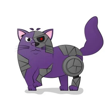 Vector of cartoon images of cute different cat. Robot cat. Pet. Stock Illustration