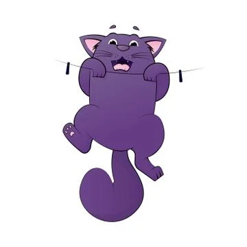 Vector of cartoon images of cute different cat with different action. Cat han Stock Illustration
