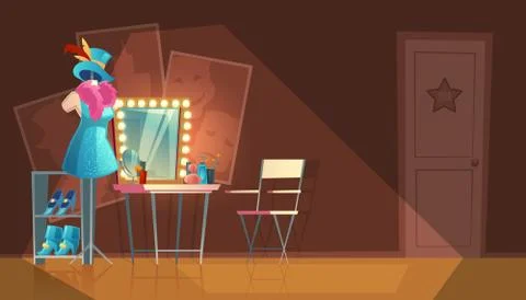 Vector cartoon interior of empty dressing room Stock Illustration