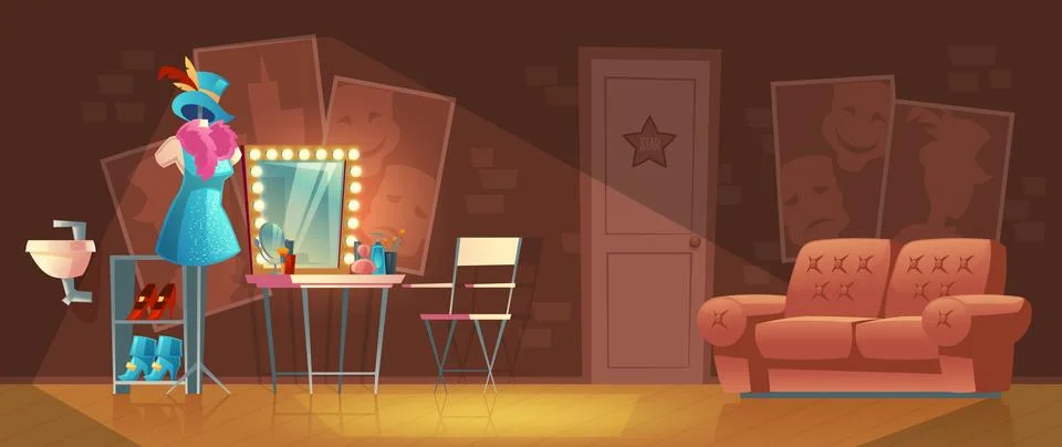 Vector cartoon interior of empty dressing room Stock-Illustration