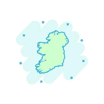 Vector cartoon Ireland map icon in comic style. Ireland sign illustration pic Ilustración de archivo