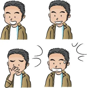 Vector cartoon jacket man emoji set Stock Illustration