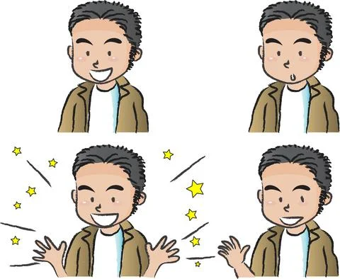 Vector cartoon jacket man emoji set Stock Illustration