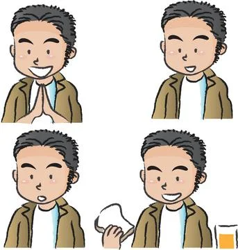 Vector cartoon jacket man emoji set Illustrazione stock