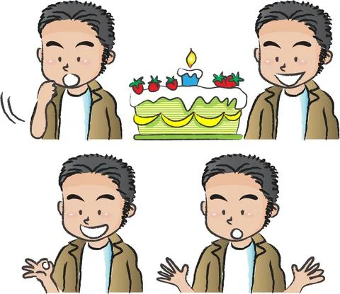 Vector cartoon jacket man emoji set Stock Illustration