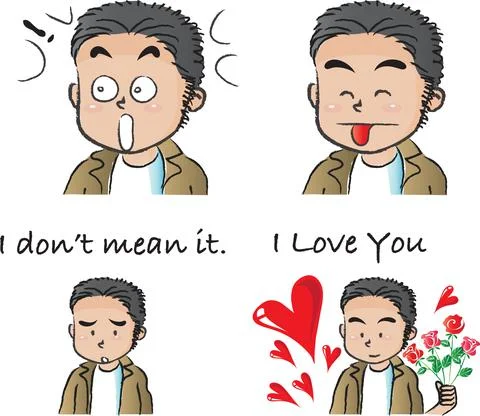 Vector cartoon jacket man emoji set Stock Illustration