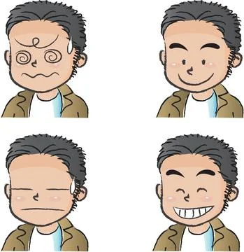 Vector cartoon jacket man emoji set Stock Illustration