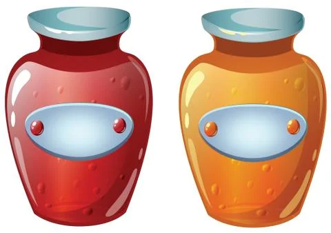 Vector cartoon jam jar - red and orange Stock Illustration